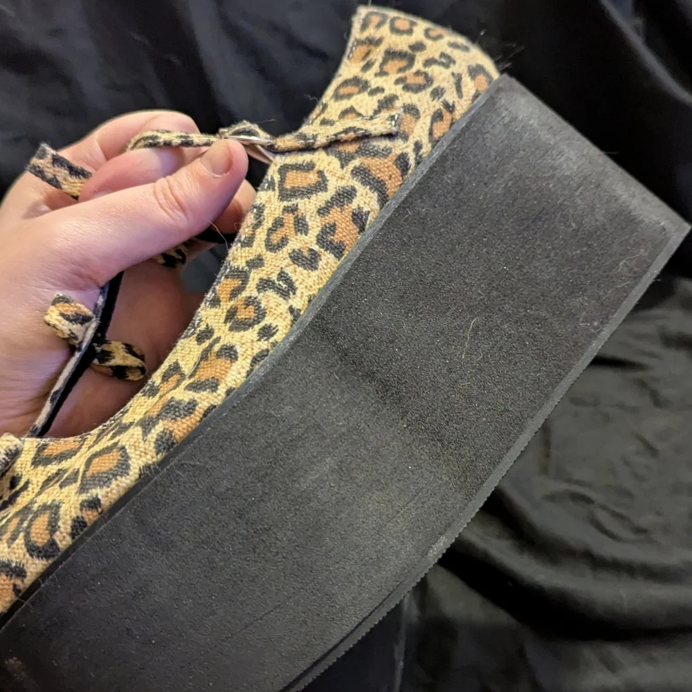 Demonia Studded Cheetah Print Platform Shoes
